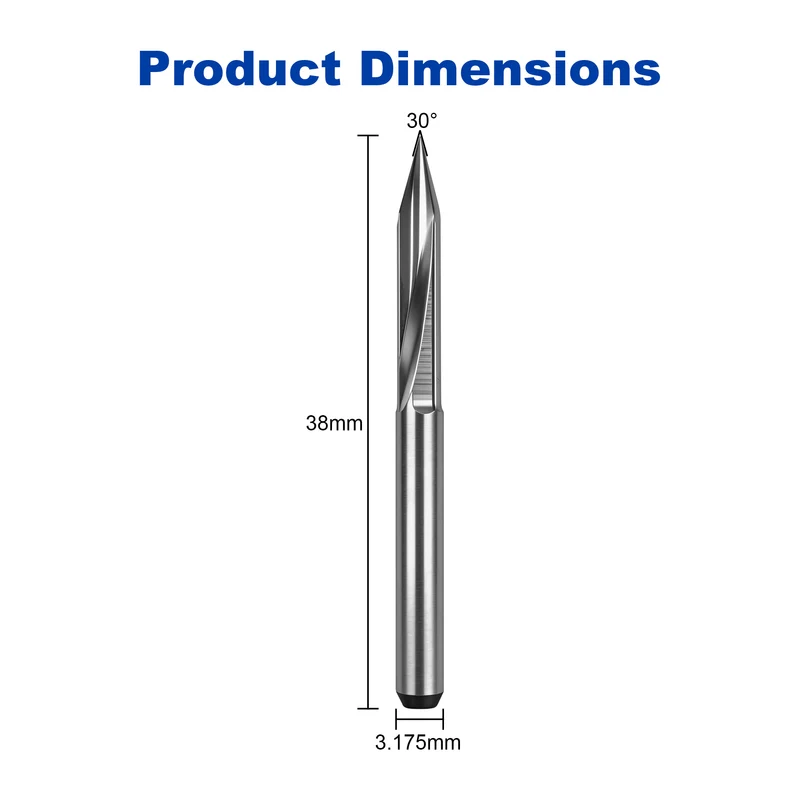 Twotrees Solid Carbide 2 Flute Straight Flat Bottom V-Bit Set 3PCS