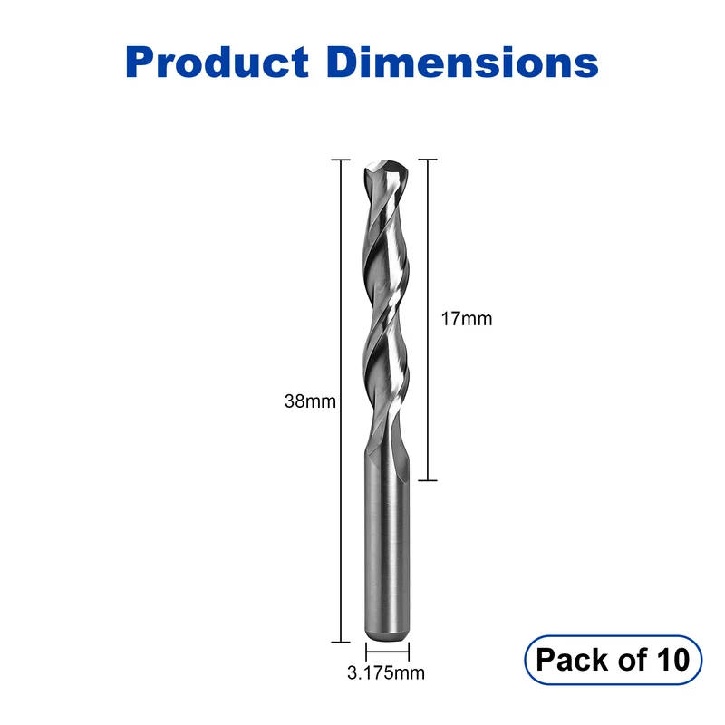 Twotrees Solid Carbide 2 Flute Spiral Ball Nose End Mill Set