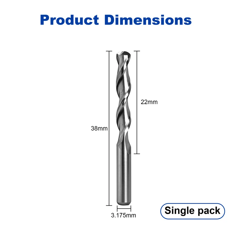 Twotrees Solid Carbide 2 Flute Spiral Ball Nose End Mill Set