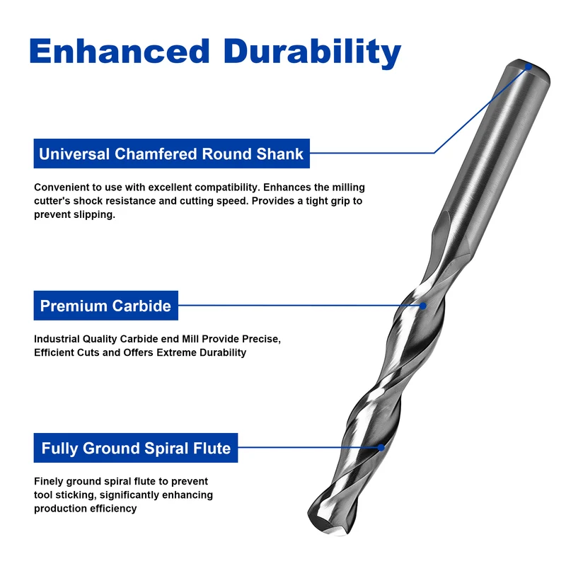 Twotrees Solid Carbide 2 Flute Spiral Ball Nose End Mill Set