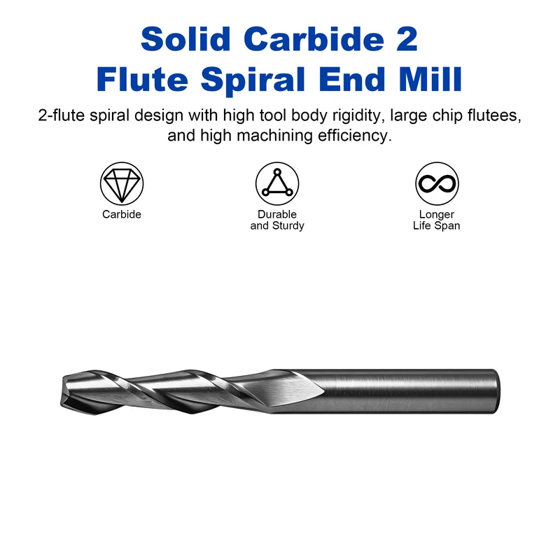 Twotrees Solid Carbide 2 Flute Spiral End Mill Set