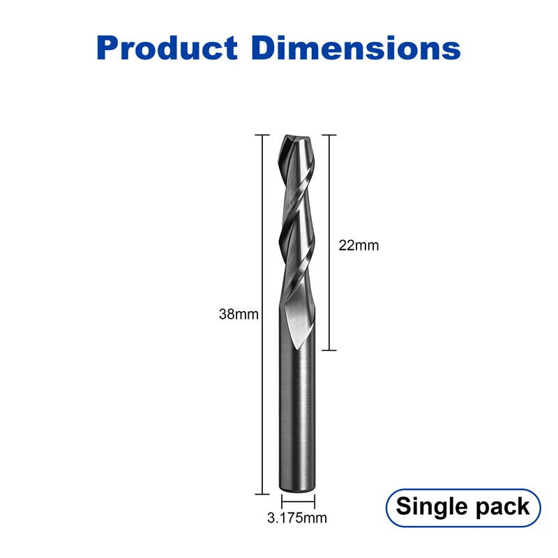 Twotrees Solid Carbide 2 Flute Spiral End Mill Set