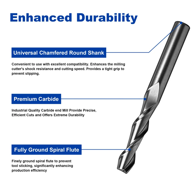 Twotrees Solid Carbide 2 Flute Spiral End Mill Set