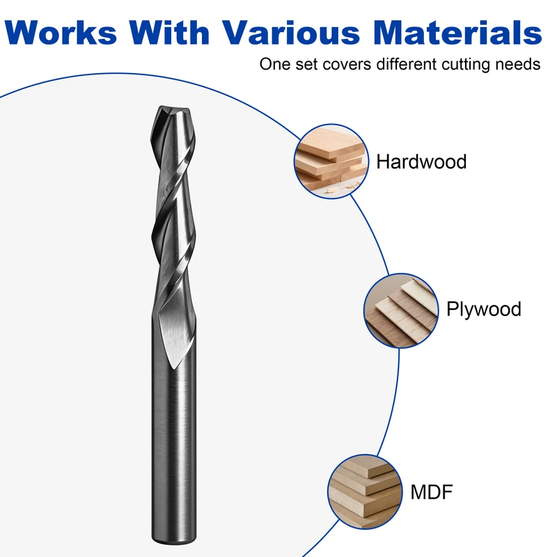 Twotrees Solid Carbide 2 Flute Spiral End Mill Set