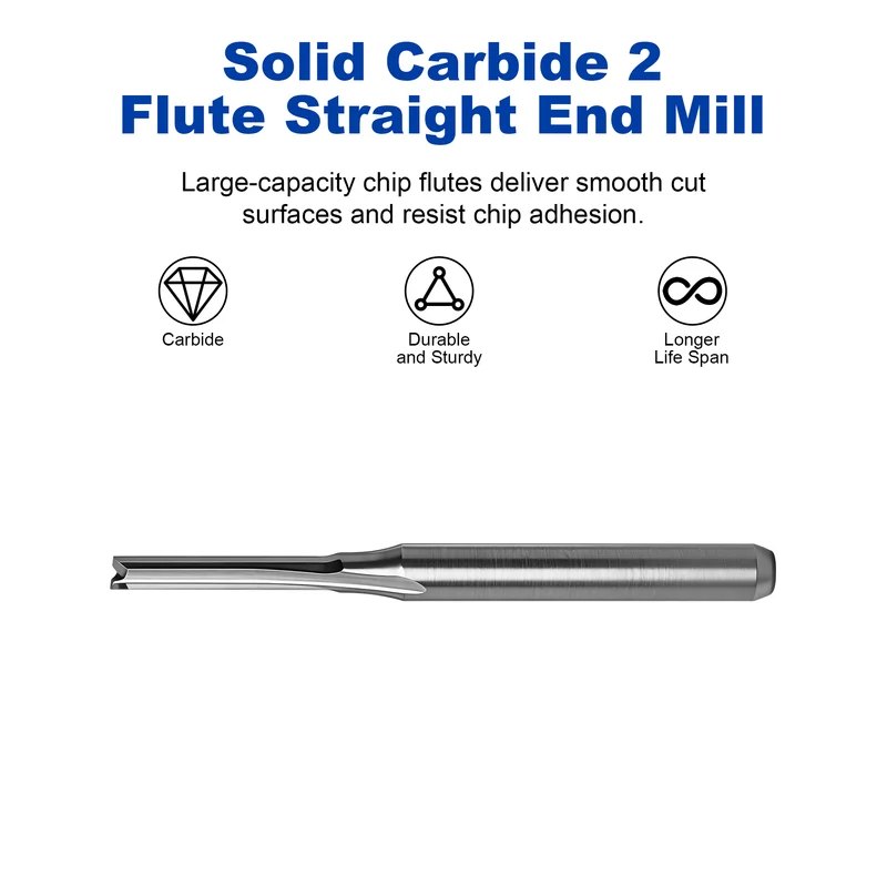 Twotrees Solid Carbide 2 Flute Straight End Mill