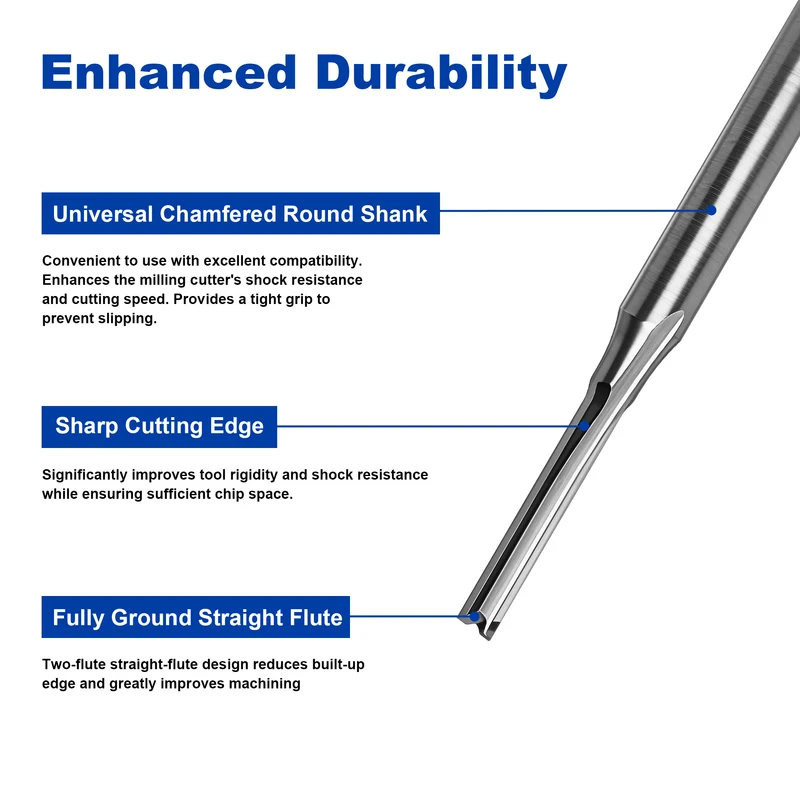 Twotrees Solid Carbide 2 Flute Straight End Mill