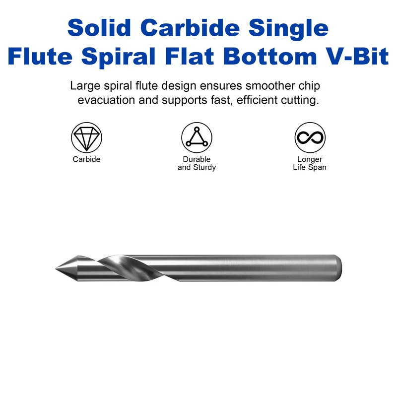 Twotrees Solid Carbide Single Flute Spiral End Mill Set 2PCS