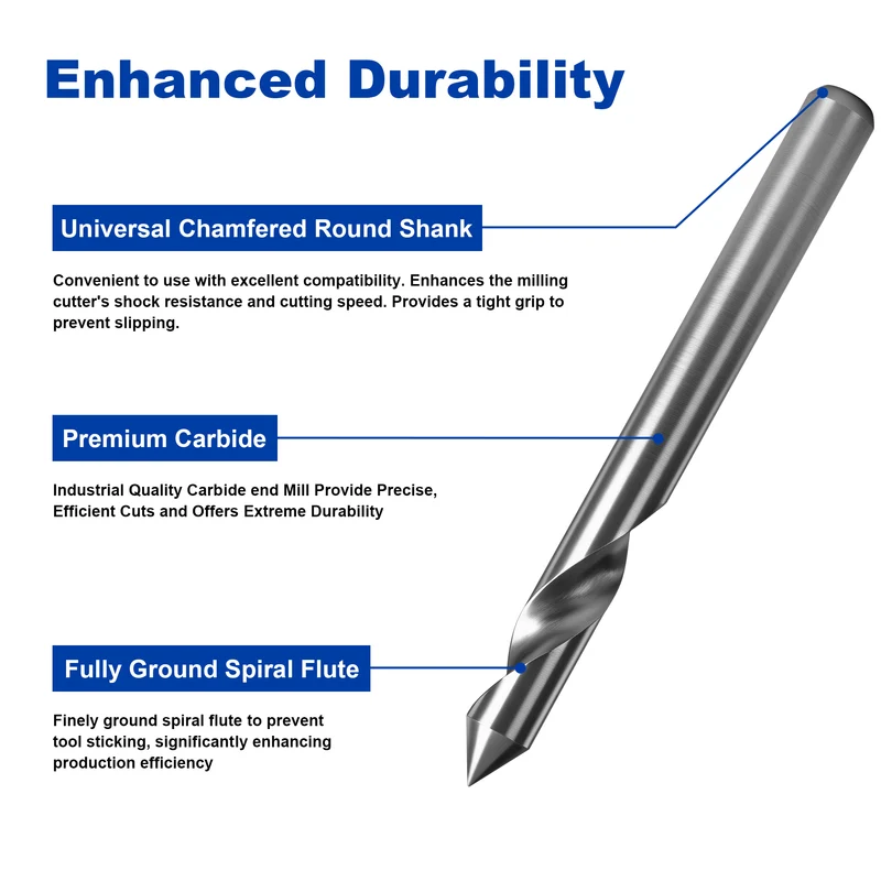 Twotrees Solid Carbide Single Flute Spiral End Mill Set 2PCS