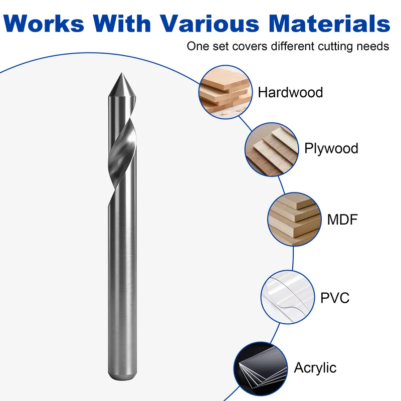 Twotrees Solid Carbide Single Flute Spiral End Mill Set 2PCS