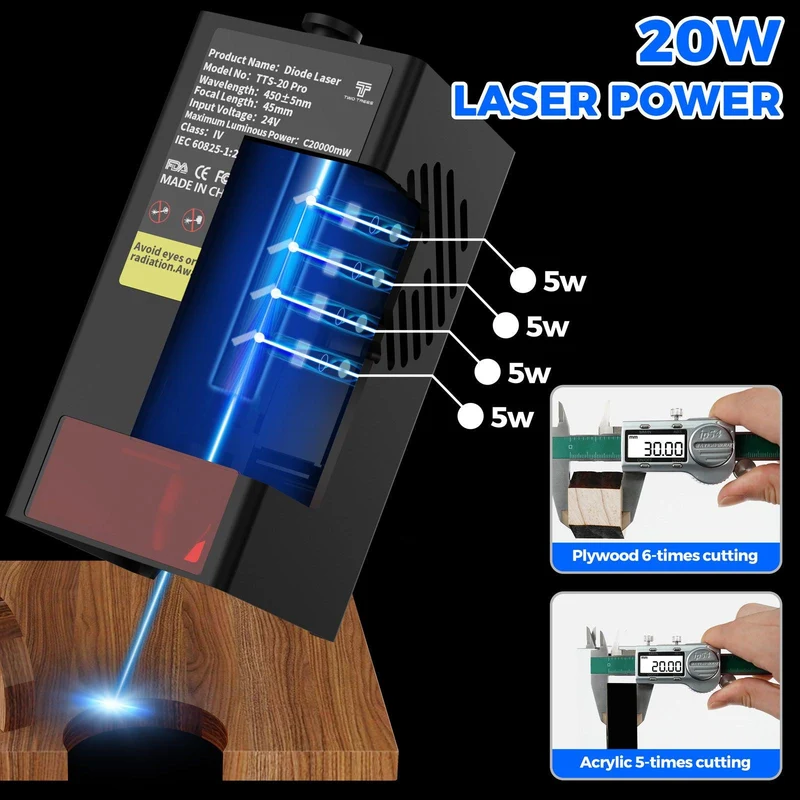 Twotrees TTS-20 Pro 20W Laser Engraver Machine + TR2 Pro Rotary + Extension Kit