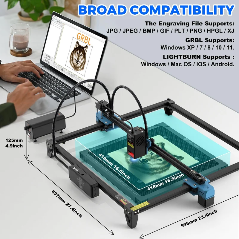 Twotrees TTS-20 Pro 20W Laser Engraver Machine + TR2 Pro Rotary + Extension Kit