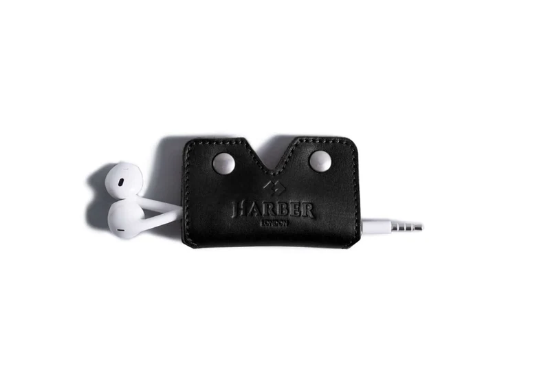 Leather Earphone Cord Wrap Case