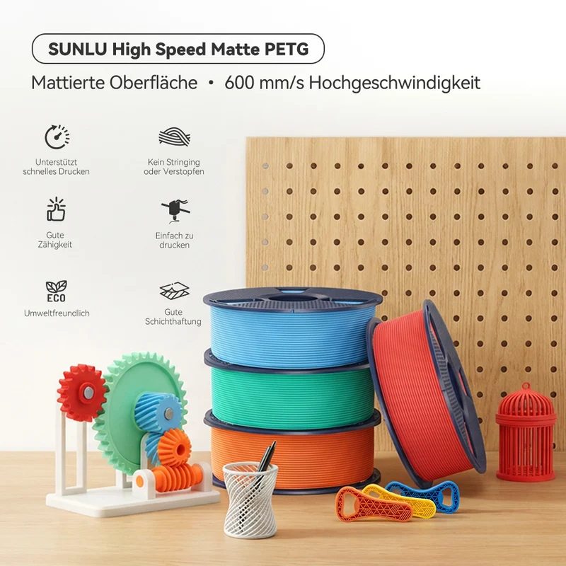 SUNLU High Speed Collection, Hochgeschwindigkeits-Kollektion, High Speed PLA, PLA+, PLA+2.0, Matte PLA, Matte PETG, PLA Marble Filament 1KG