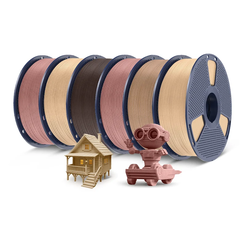 SUNLU Optimiertes Holz PLA (Wood PLA)3D Drucker Filament 1KG, optimierte und verbesserte Holzstruktur