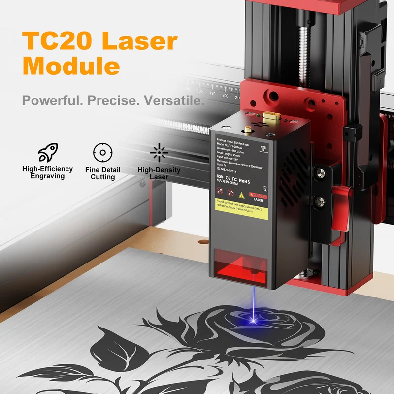 Twotrees TTC450 PRO CNC Router Machine + TC20 Laser Module + 500W Motor + 4th Axis Module + Vacuum Cleaner +End Mills