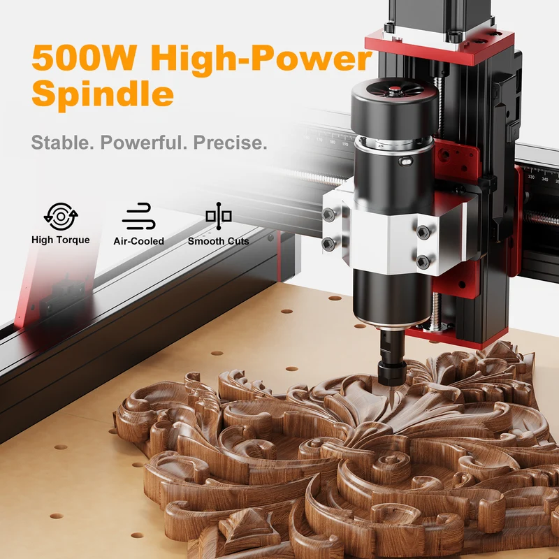 Twotrees TTC450 PRO CNC Router Machine + TC20 Laser Module + 500W Motor + 4th Axis Module + Vacuum Cleaner +End Mills