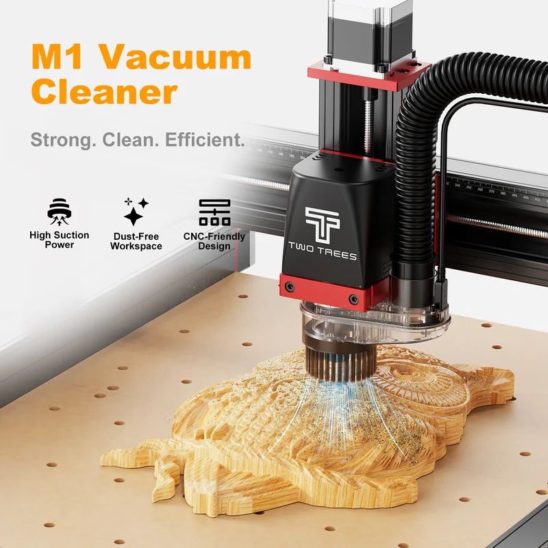 Twotrees TTC450 PRO CNC Router Machine + TC20 Laser Module + 500W Motor + 4th Axis Module + Vacuum Cleaner +End Mills