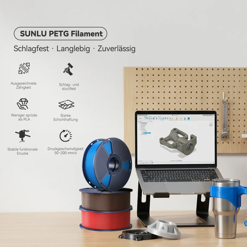 SUNLU Basic Filament Kollektion – PLA, PLA+, PLA+ 2.0, PETG, PLA Matte & PLA Meta, von Alltagsdrucken bis zu Profi-Ergebnissen