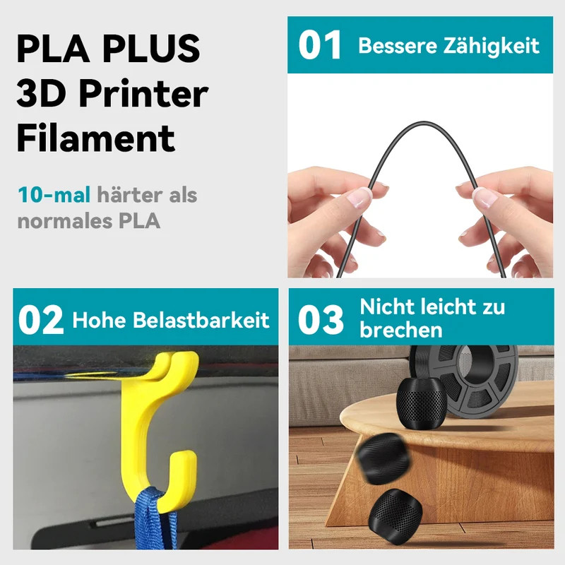 PLA+ (PLA PLUS) 3KG Große Spule 3D Drucker Filament 3KG