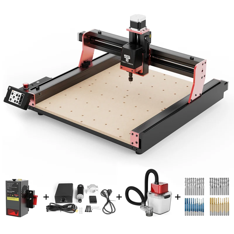 Twotrees TTC450 PRO CNC Router Machine + TC20 Laser Module + 500W Motor + Vacuum Cleaner +End Mills