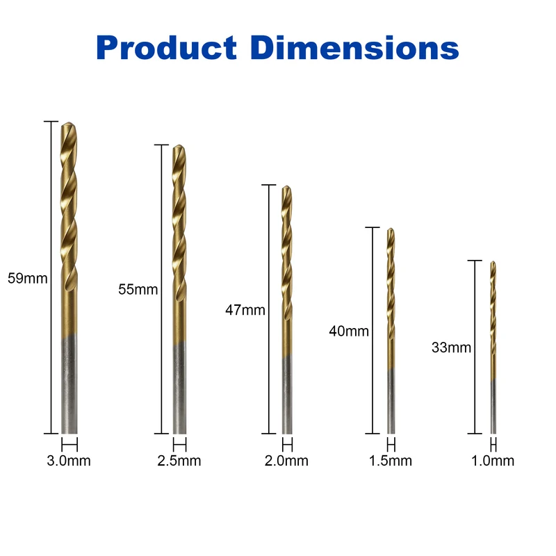 Twotrees TiN Coated High Speed Steel Twist Drill Set 50PCS
