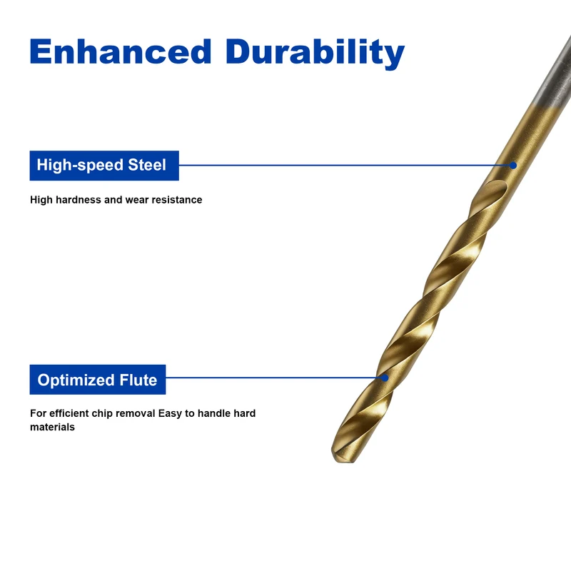 Twotrees TiN Coated High Speed Steel Twist Drill Set 50PCS
