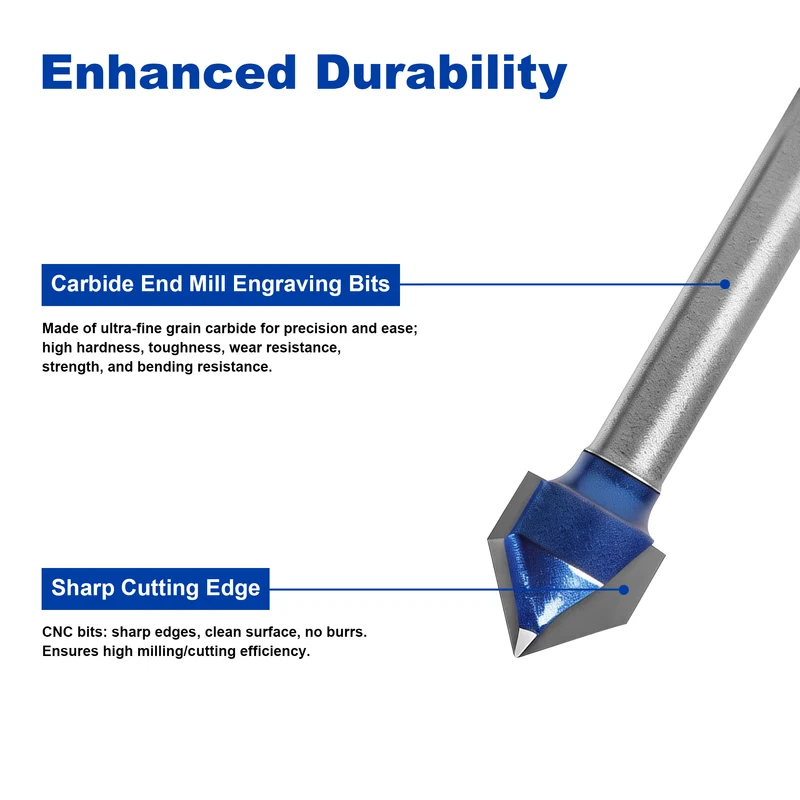 Twotrees Solid Carbide 90° V-Bit Set 4PCS