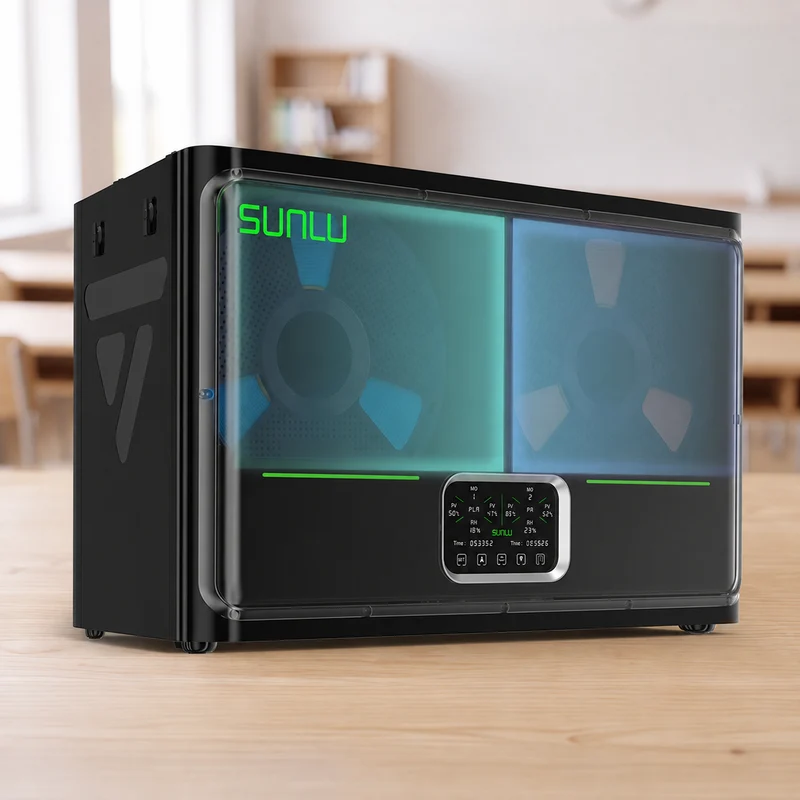 SUNLU FilaDryer S4 Pro, Zwei-Zonen-Filamenttrockner mit unabhängiger Temperatur- und Zeitsteuerung, max. 85 °C Temperatur, Trocknen & Tempern (Annealing) 2-in-1, passend für 4 × 1 kg Filament-Spulen