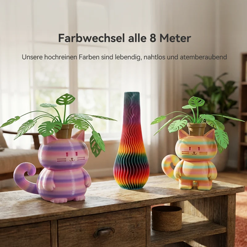 SUNLU PLA, SILK, PLA Transparent Rainbow Filament 1KG