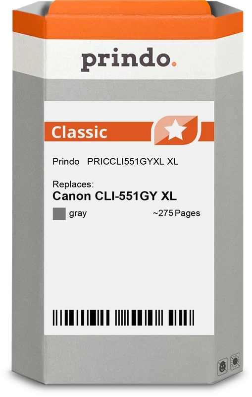 Prindo Classic XL Druckerpatrone kompatibel mit Canon CLI-551GY XL Grau