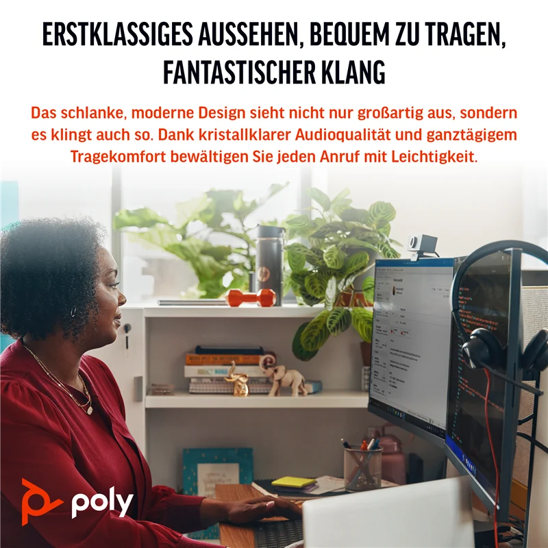 HP Poly Blackwire 3310 Monaurales USB-C-Headset, für Microsoft Teams zertifiziert, + USB-C/A-Adapter Schwarz