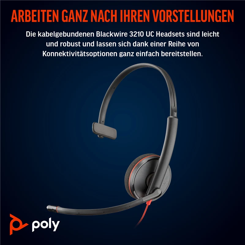 HP Poly Blackwire 3210 Mono USB-C Headset schwarz +USB-C/A Adapter Schwarz