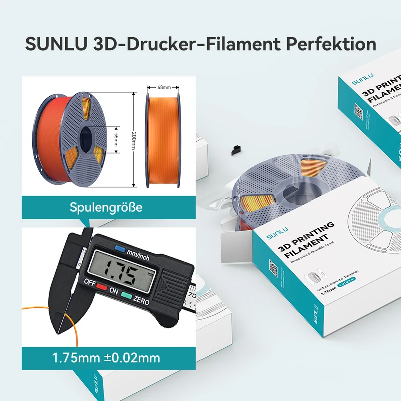 SUNLU PLA Matte Dual-Color 3D-Drucker Ästhetik-Filament 1KG, Nahtlose Zwei-Farb-Effekte & Weiches Matt-Finish