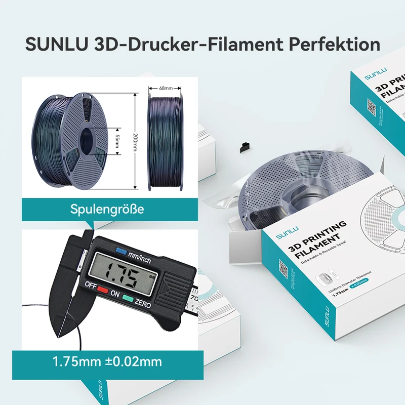 SUNLU PLA Galaxy Ästhetisches Filament 1KG, Farbwechselndes PLA-Filament, Funkelndes Ultrafines Perlmuttpulver