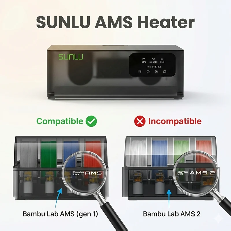 SUNLU AMS Heizgerät, AMS Heater Upgrade für Ihr Bambu AMS, ermöglicht Trocknen während des Druckens