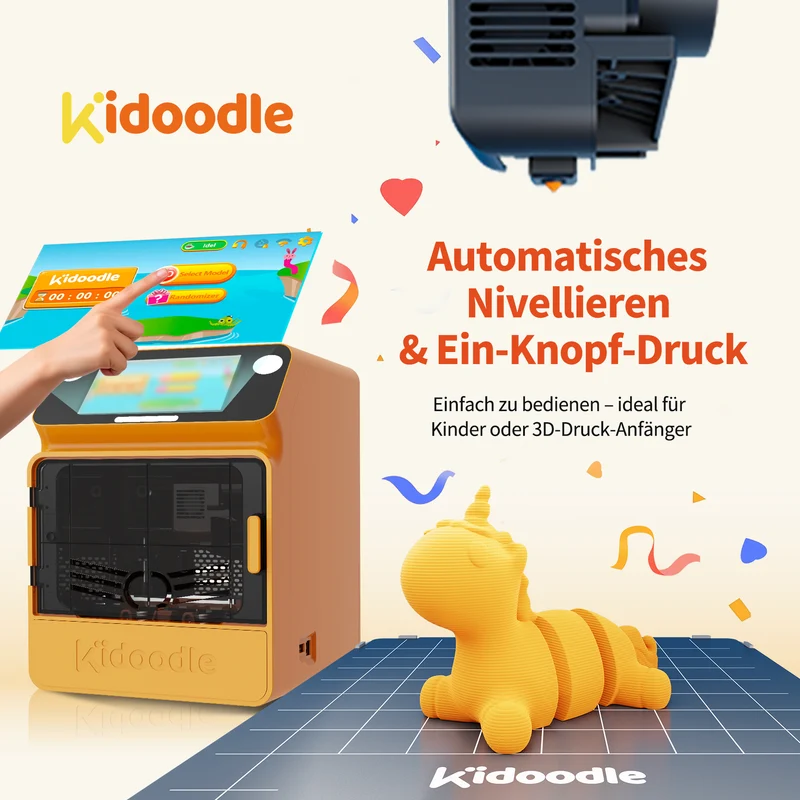 Kidoodle MiniBox A1: 3D-Drucker für Kinder, Entfesseln Sie Ihre Kreativität mit Kidoodle, 600mm/s hohe Geschwindigkeit, AutoLiv/Design Safe for Kids/5“ Touchscreen, Wi-Fi/App-Steuerung