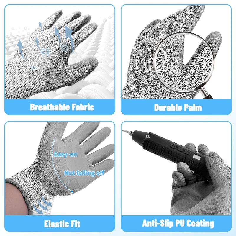 Twotrees Cut-resistant gloves L level 5 cut-resistant PU