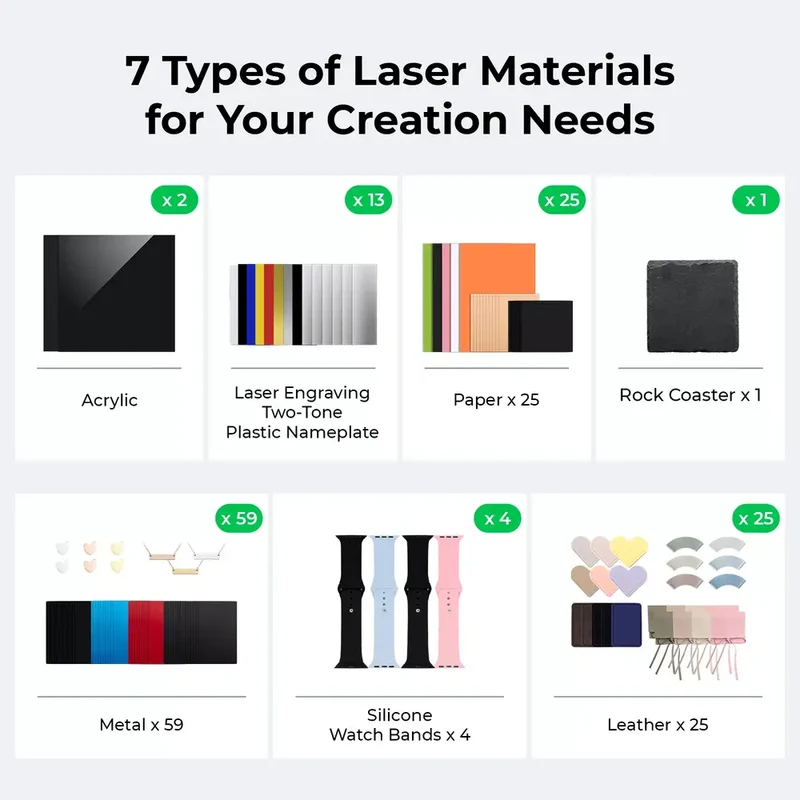 xTool Laser Material Kit – 137-teiliges Materialpaket
