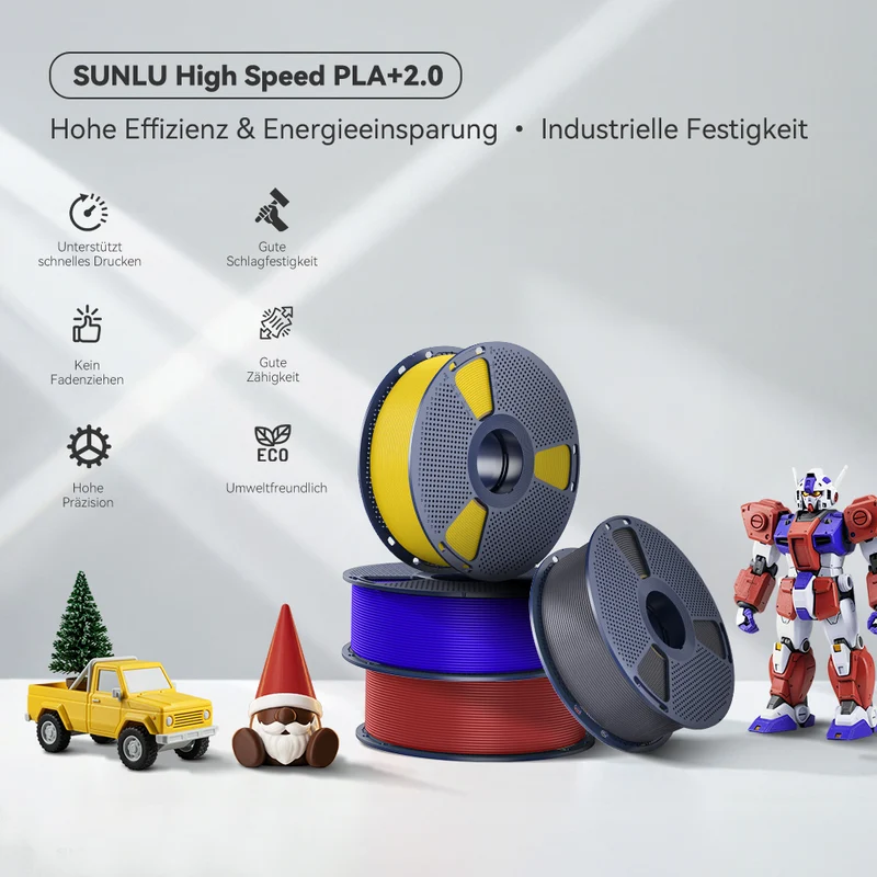 SUNLU High Speed PLA+ 2.0, Verbessertes PLA+(PLA Plus), 3D Drucker Filament 1KG