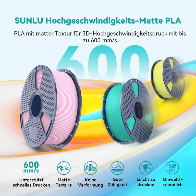 SUNLU High Speed Collection, Hochgeschwindigkeits-Kollektion, High Speed PLA, PLA+, PLA+2.0, Matte PLA, Matte PETG, PLA Marble Filament 1KG