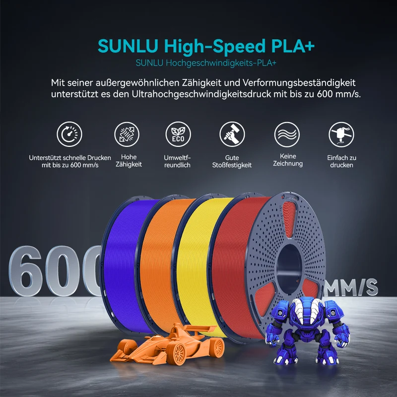 SUNLU High Speed PLA+, Hohe Geschwindigkeit PLA+ 3D Drucker Filament 1KG