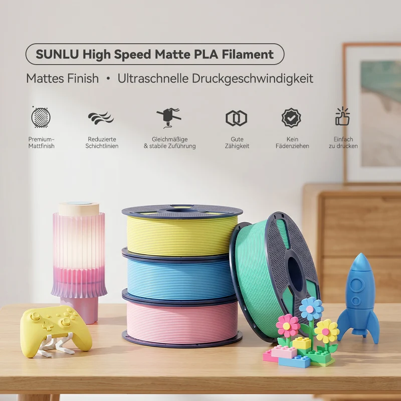 SUNLU High Speed Matte PLA, Hohe Geschwindigkeit Matte PLA 3D Drucker Filament 1KG