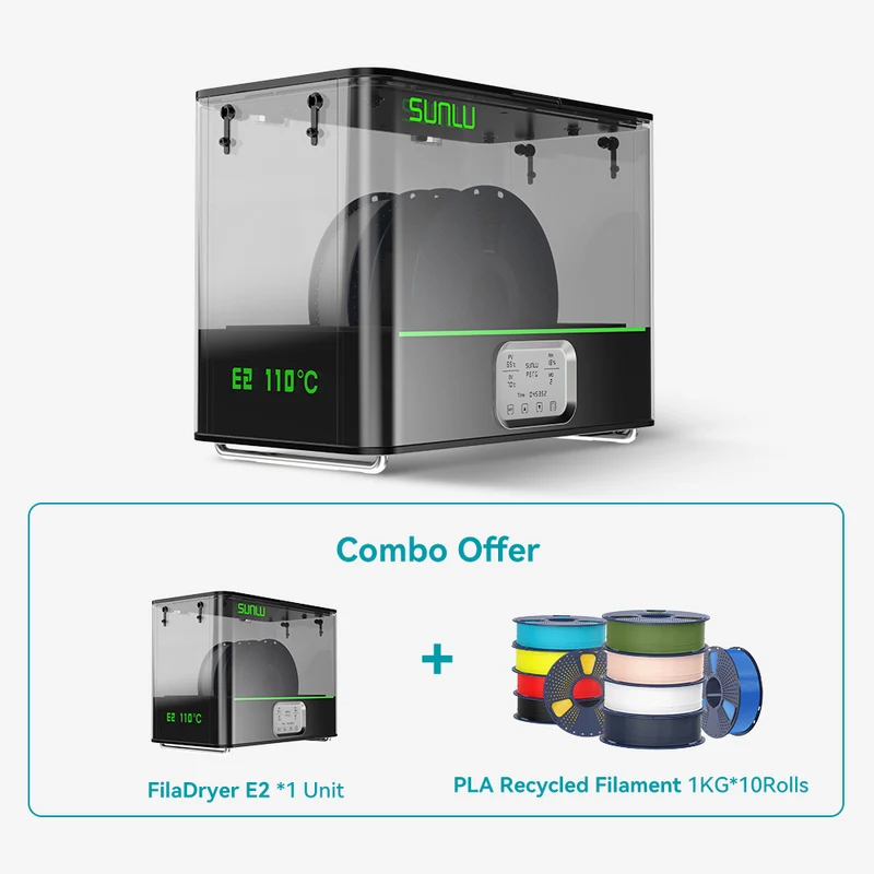 SUNLU FilaDryer E2, Bis zu 110℃, Professionelles Trocknen und Tempern, Geboren für technische 3D Druck Filamente