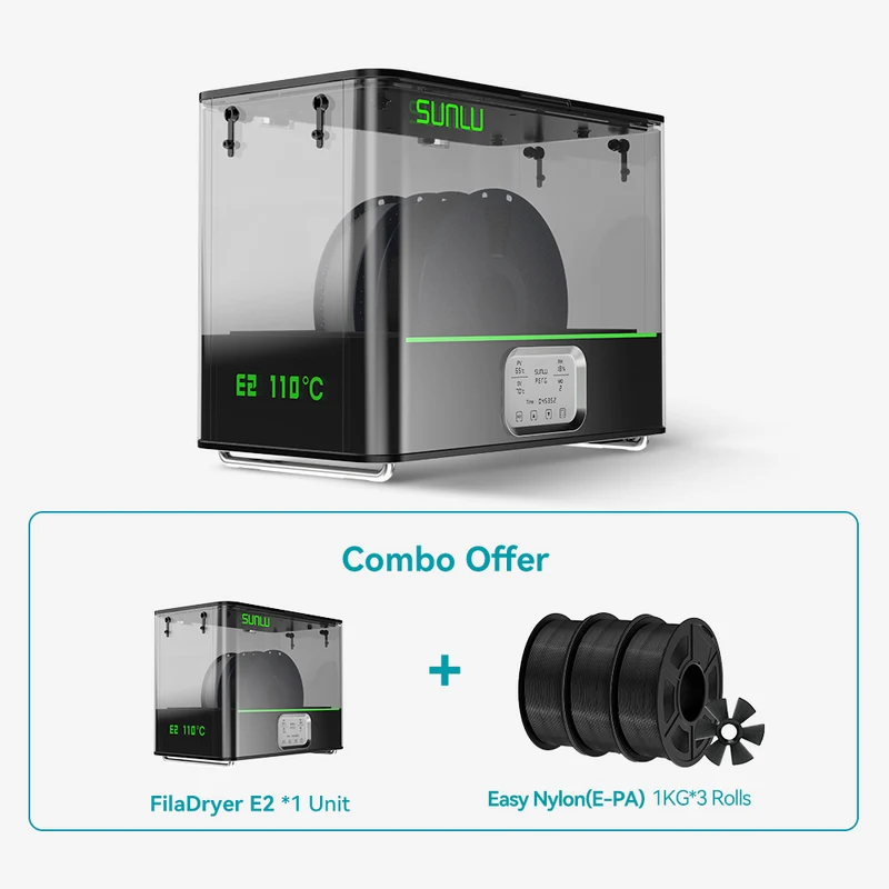 SUNLU FilaDryer E2, Bis zu 110℃, Professionelles Trocknen und Tempern, Geboren für technische 3D Druck Filamente