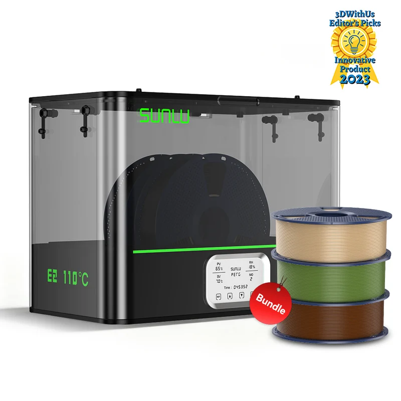 SUNLU FilaDryer E2, Bis zu 110℃, Professionelles Trocknen und Tempern, Geboren für technische 3D Druck Filamente