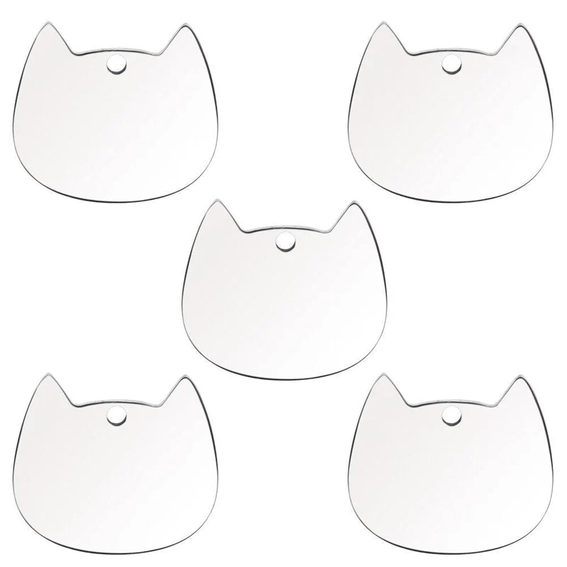 Twotrees 20Pcs Stainless steel Cat Face Id Tags