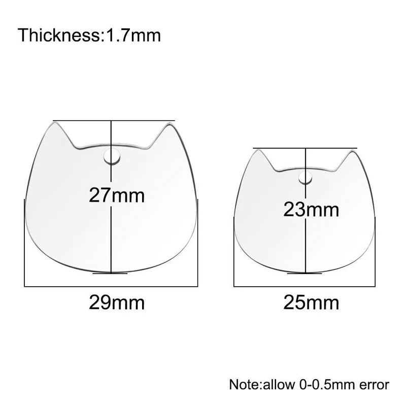 Twotrees 20Pcs Stainless steel Cat Face Id Tags