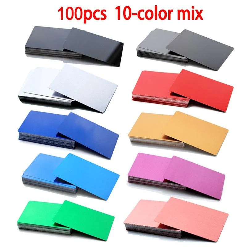 Twotrees 100 Pcs Metal Business Card 0.2mm Thickness Aluminum Alloy Blanks Card