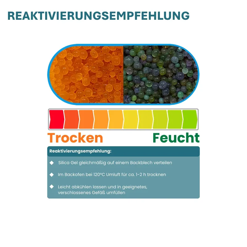 Silica Gel 3–5 mm Orange/Grün 1 kg – Trockenperlen mit Farbindikator