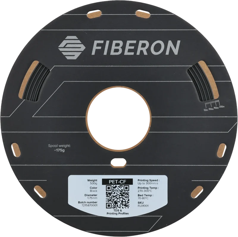 Polymaker Fiberon PET-CF17 Schwarz 1,75 mm 500 g - Carbon-PET-Filament